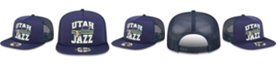 New Era Men's Navy Utah Jazz Logo A-Frame 9Fifty Trucker Snapback Hat